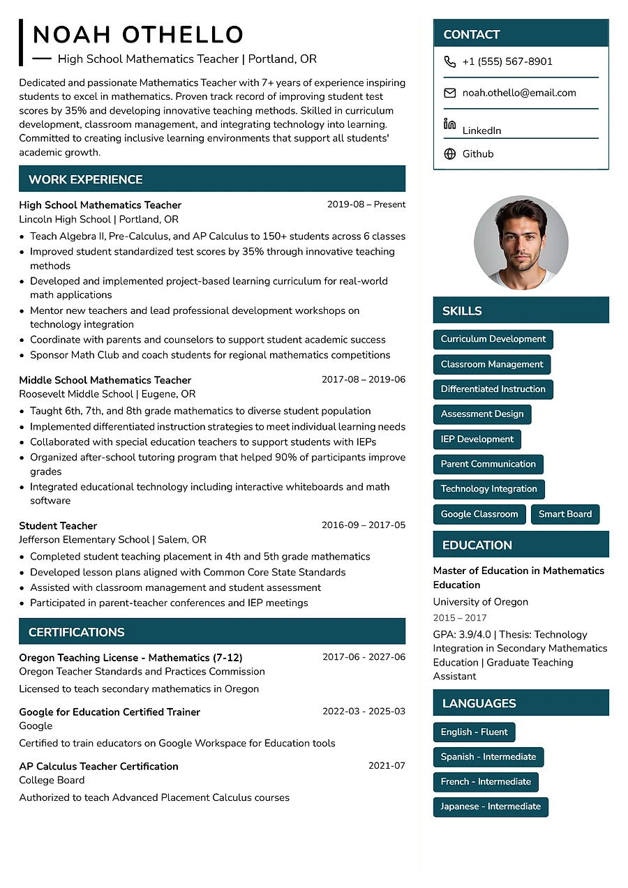 Modern Core resume template